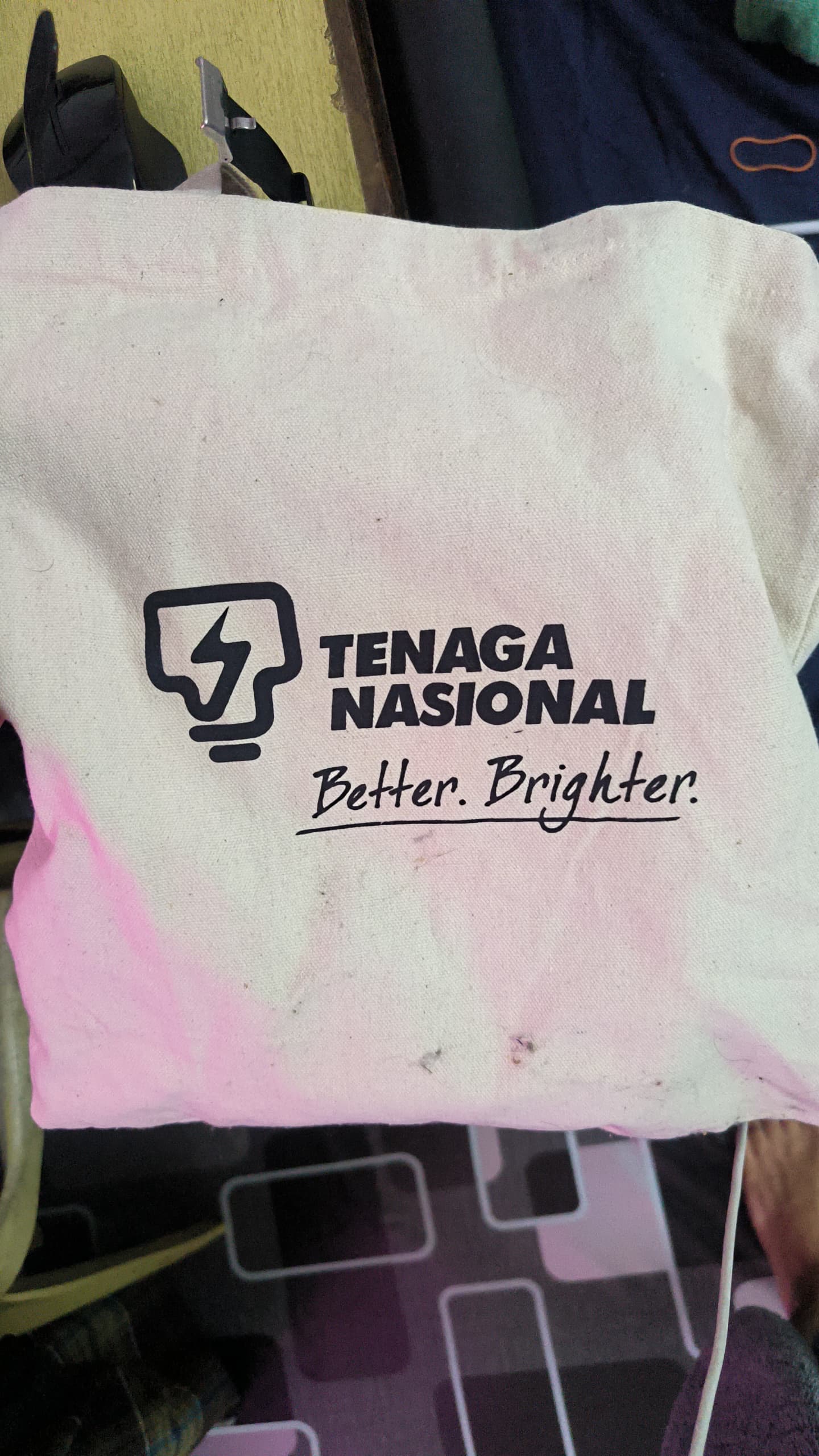 tote bag with a fan and bottle inside